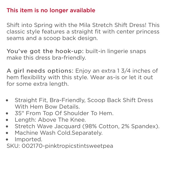 Lilly Pulitzer Milo Stretch Shift Dress  NWT - Picture 4 of 5